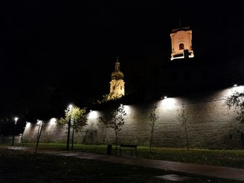 Illuminated building at night