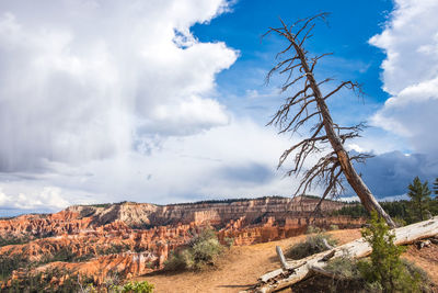 View of bryce canyon national park against cloudy sky