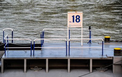 Information sign on lake