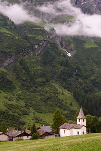 High angle view of houses on mountain