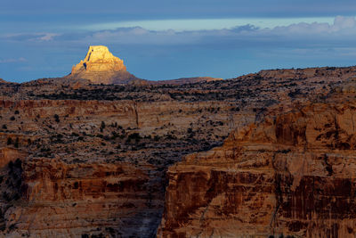 Scenic view of rocky mountains against sky