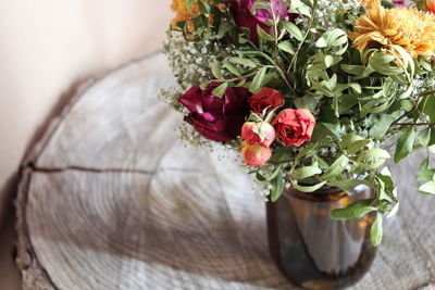 Close-up of flower vase on table