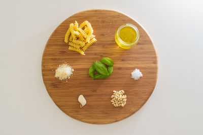 High angle view of food on table