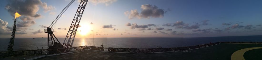 Panoramic view of sea against sky during sunset