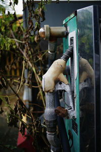 Close-up of machine part gas station