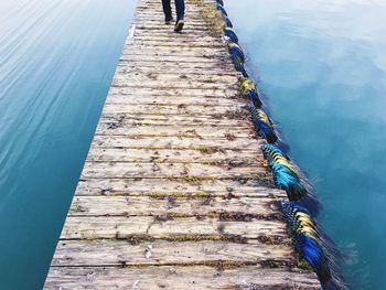 High angle view of wooden pier over sea