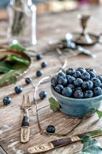 High angle view of fruits on table