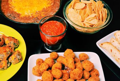 High angle view of food in plate