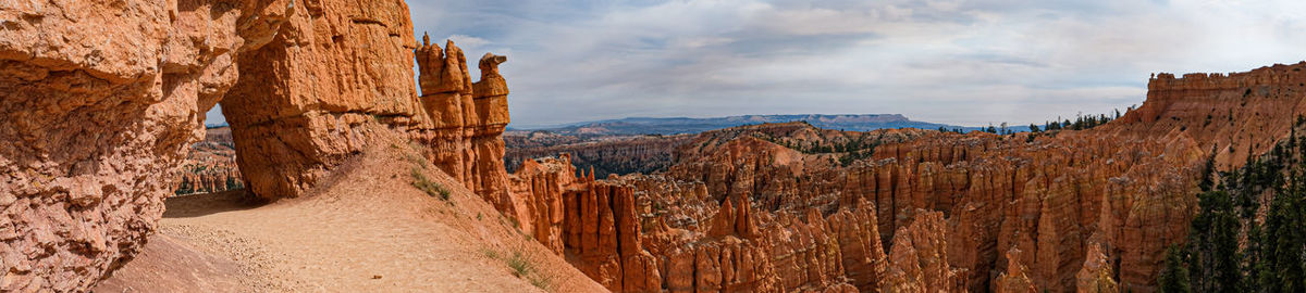 Panoramic view of landscape against cloudy sky