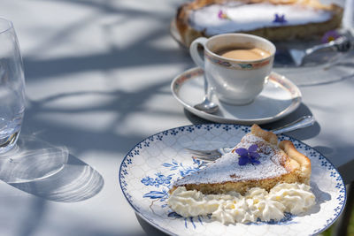 Close-up of coffee served on table