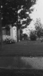 Full frame shot of wet window in rainy season