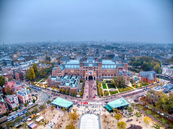 High angle view of buildings in city