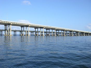 Bridge over sea against sky