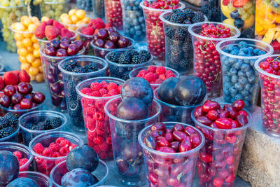 Various fruits for sale at market stall