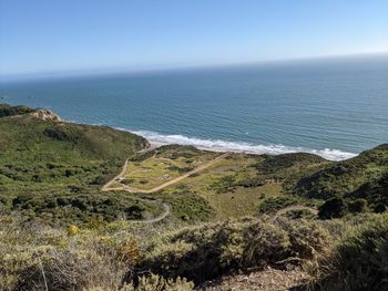 High angle view of sea against sky