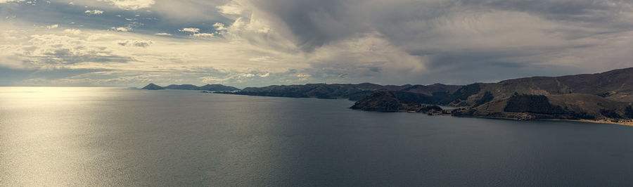 Panoramic view of sea against sky during sunset