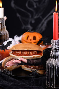 Close-up of food on table