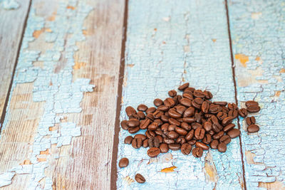 High angle view of coffee on table