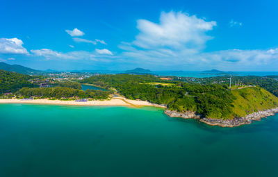 Koh yao noi, phuket, thailand panoramic aerial drone uav tropical paradise ko yao noii thai island
