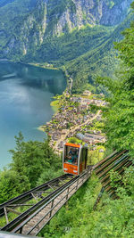 High angle view of railroad track