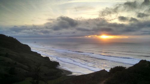 Scenic view of sea at sunset