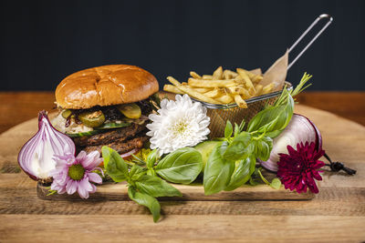 Close-up of flowers on table