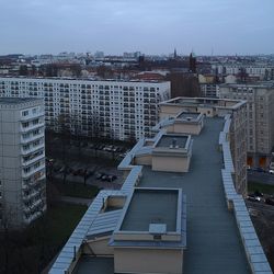 High angle view of buildings in city