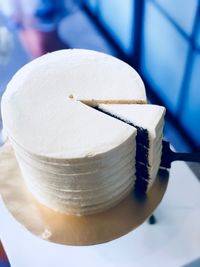 Close-up of ice cream on table