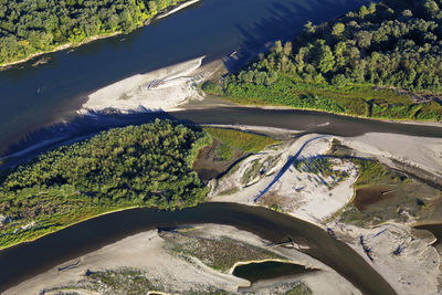 Aerial photo of gravel bars on the drava river