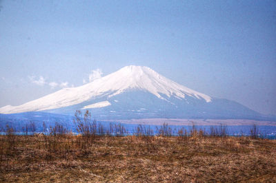 Scenic view of snowcapped mountain against sky