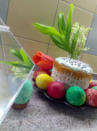 High angle view of fruits on table