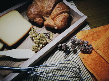 High angle view of food on table