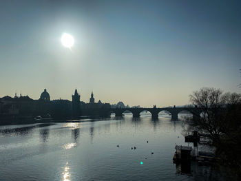 Scenic view of bridge over river against sky