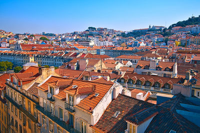 Aerial view of lisbon from the santa justa elevator.