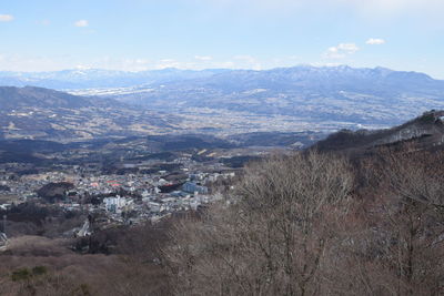 High angle view of townscape against sky