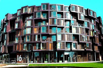 Low angle view of building against clear sky