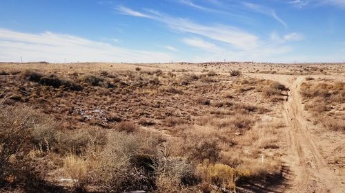 Scenic view of land against sky