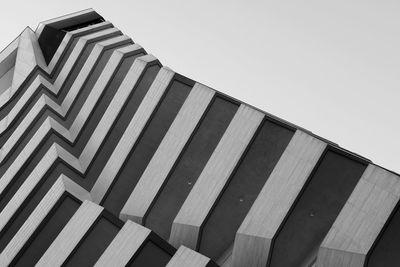 Low angle view of modern building against clear sky