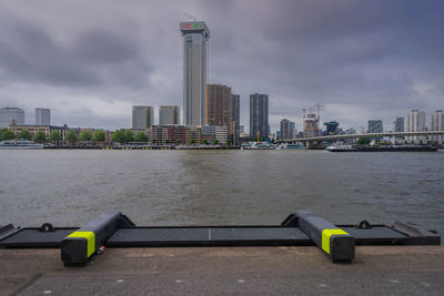 Rotterdam's modern architecture under the cloudy sky