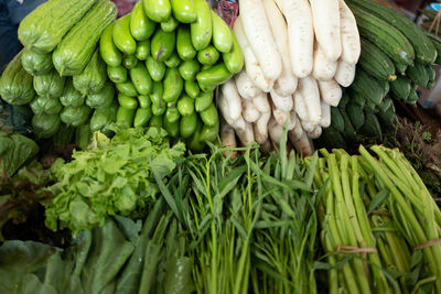 Full frame shot of vegetables at market stall