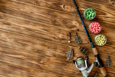 High angle view of pine cone on table