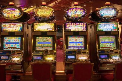 Interior of illuminated store