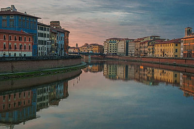 Reflection of cityscape in water