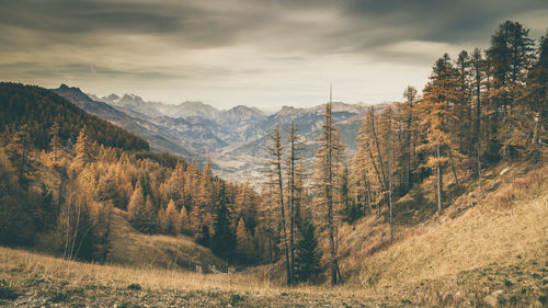 Scenic view of mountains against sky