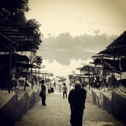 People walking on road