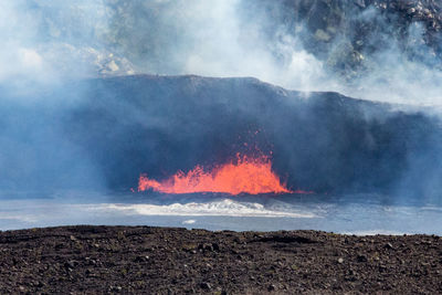 Scenic view of volcanic mountain