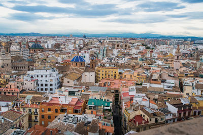 High angle view of townscape against sky