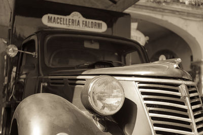 Close-up of old vintage car