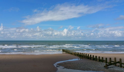 Scenic view of sea against cloudy sky