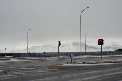 View of street lights in winter